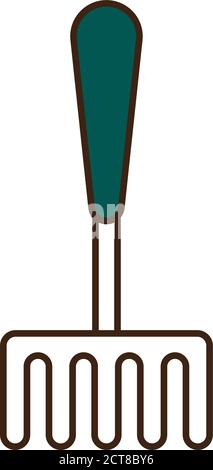 garden rake line and fill style icon design, Gardening planting and ...