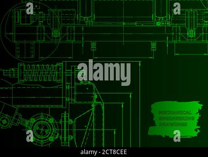 Computer aided design systems. Technical. Green neon Stock Vector