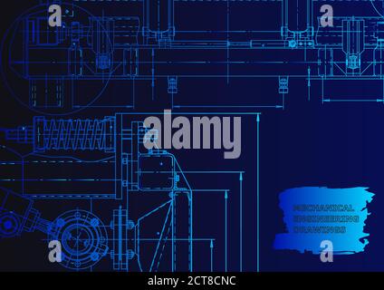 Computer aided design systems. Technical. Blue neon Stock Vector