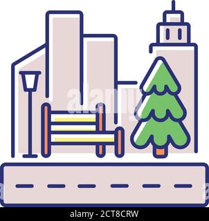 Street landscaping RGB color icon Stock Vector