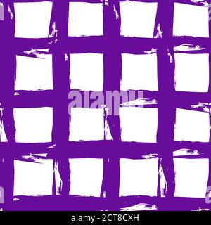 Striped seamless pattern. Abstract stripes. Hand drawing, brushes, blots. Modern textures. Original geometric background. Checkered background squares Stock Vector