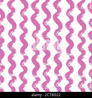 Striped seamless pattern. Abstract stripes. Hand drawing, brushes, blots. Modern textures. Original background Vertical stripes Pink Stock Vector