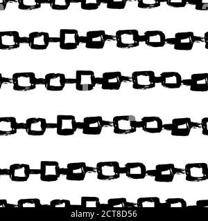Striped seamless pattern. Abstract stripes. Hand drawing, brushes, blots. Modern textures. Original geometric background Horizontal chains Stock Vector