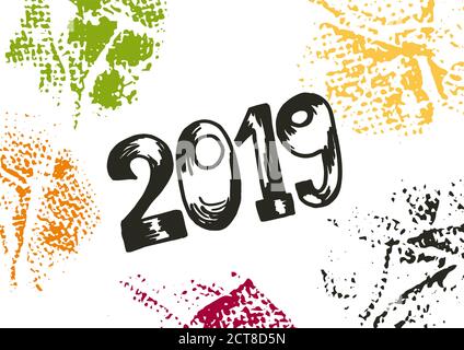 Happy New Year background. Abstract background 2019. Colorful elements. Cover, flyer. Wallpaper Stock Vector