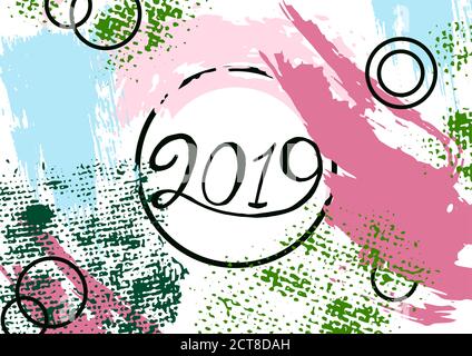 Abstract background Happy New Year. 2019. Cover, flyer, banner, web, print Stock Vector