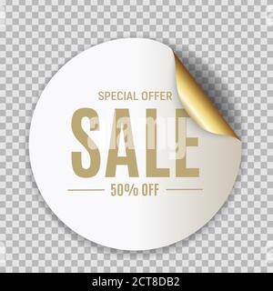 Abstract Circle Sale Golden Sticker Vector Illustration EPS10 Stock Vector