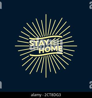 Please, stay at home banner design on white background, vector illustration. Stock Vector