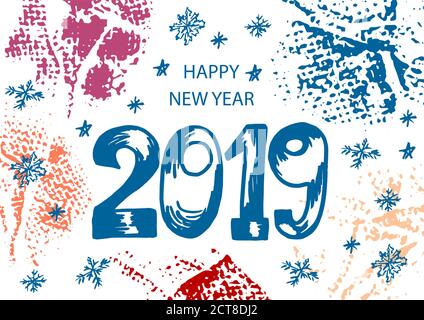 Happy New Year background. Abstract background 2019. Colorful elements. Cover, flyer Stock Vector