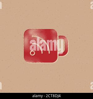 Cup icon with RSS symbol in halftone style. Grunge background vector illustration. Stock Vector