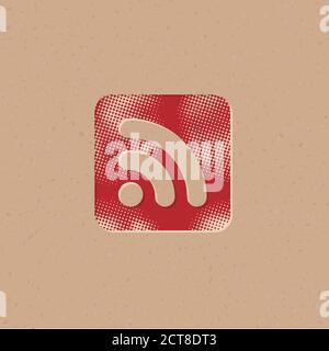 RSS symbol in halftone style. Grunge background vector illustration. Stock Vector