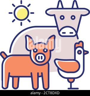 Animal husbandry RGB color icon Stock Vector