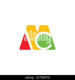 letter mc simple stripes geometric logo vector Stock Vector