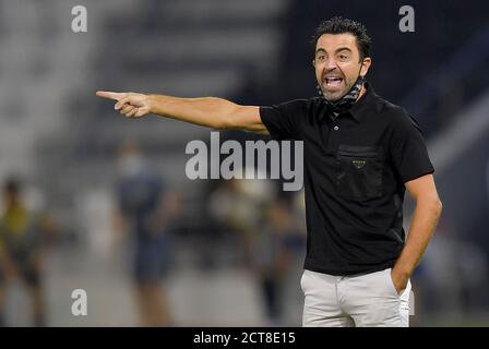 Doha, Qatar. 21st Sep, 2020. Rayan Yaslam (R) of Al Ain FC vies