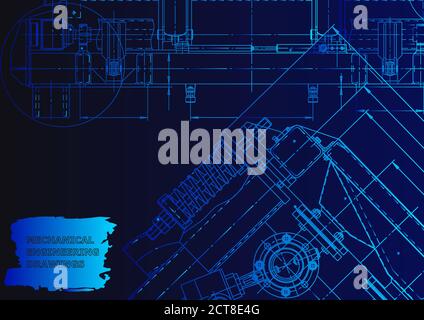 Computer aided design systems. Blue and white drawings. Blueprint ...