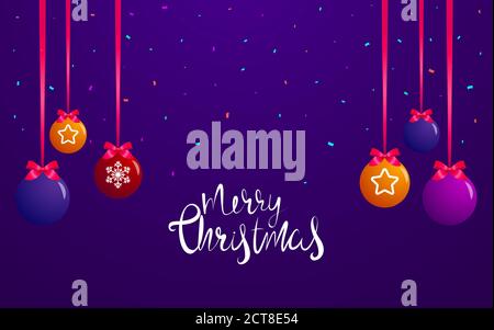 Merry Christmas postcard Vector illustration in flat design Stock Vector