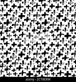 Black crosses vector seamless pattern. Stock Vector