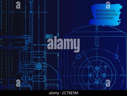 Mechanical instrument making. Technical abstract backgrounds. Technical. Blue neon Stock Vector