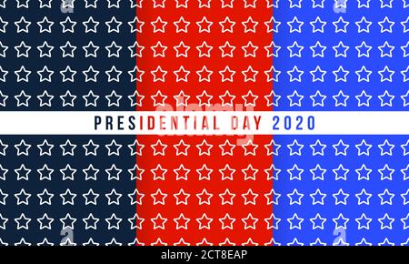 Patriotic red, white and blue geometric seamless patterns. Vector set with American symbols. USA election banner set. Stock Vector