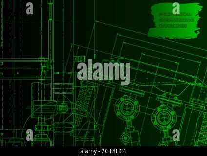 Technical abstract backgrounds. Mechanical Green neon Stock Vector