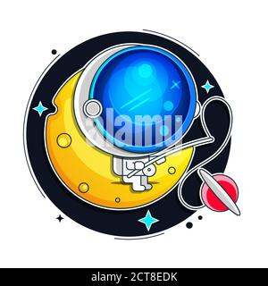 Astronaut, Space suit isolated on Black Background Stock Vector