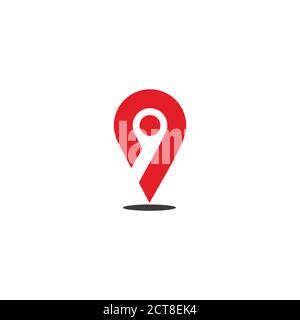 simple pin location geometric shadow design logo vector Stock Vector