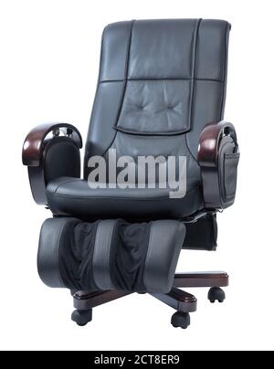 Black massage chair isolated on white background Stock Photo
