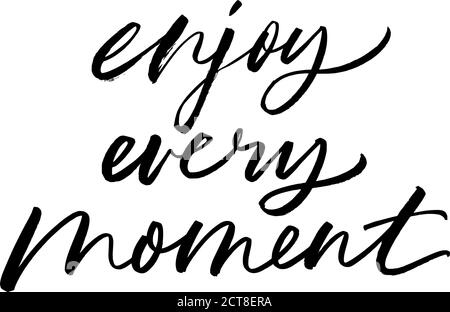 Enjoy every moment ink brush vector lettering.  Stock Vector