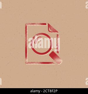 Magnifier icon in halftone style. Grunge background vector illustration. Stock Vector