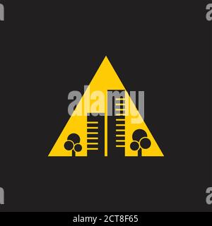 triangle night city symbol logo vector Stock Vector
