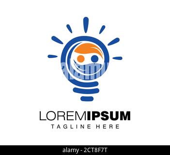 A vector illustration of a bulb in simple style with icon of people inside Stock Vector
