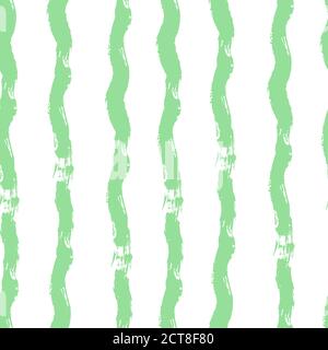 Striped seamless pattern. Abstract stripes. Hand drawing, brushes, blots. Modern textures. Original background Vertical stripes Green Stock Vector