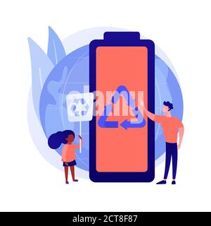 Battery recycling abstract concept vector illustration. Stock Vector