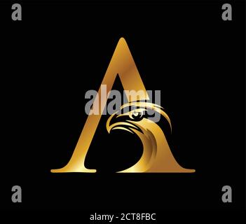 A vector Illustration of Eagle initial for letter A in gold color Stock Vector
