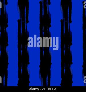 Hand drawing, background, seamless pattern. Stylish vertical strip. Brush strokes, stains. Interesting textures Blue and black Stock Vector
