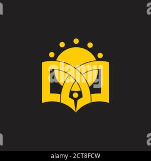 book moon learning education logo vector Stock Vector