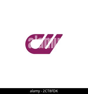 letter cw simple geometric line symbol logo vector Stock Vector