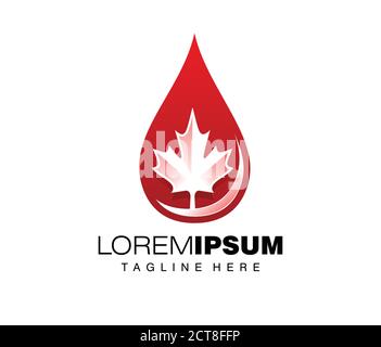 A vector illustration of canadian oil or red water drop sign logo Stock Vector