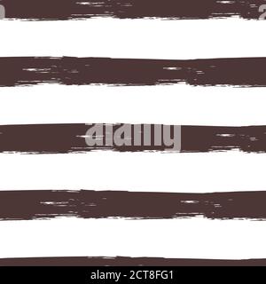 Striped seamless pattern. Abstract stripes. Hand drawing, brushes, blots. Modern textures. Original geometric background. Horizontal stripes. Brown an Stock Vector