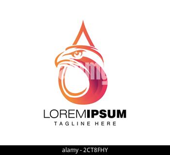 A vector illustration of Eagle head sign for oil and water drop logo Stock Vector