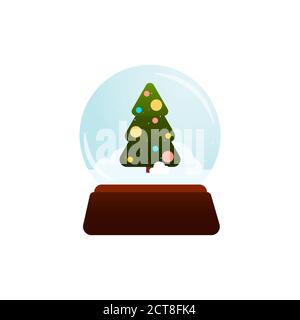 Vector isolated icon of snow globe in flat design Stock Vector