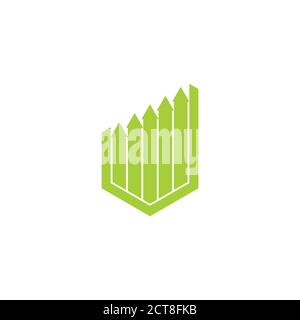 hexagonal arrow up geometric chart symbol logo vector Stock Vector