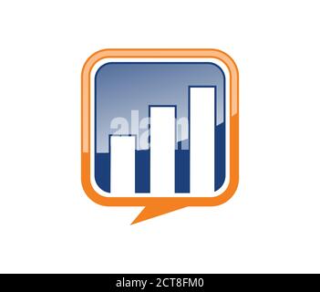 a vector illustration of chat and bar logo sign in blue and orange color combo Stock Vector