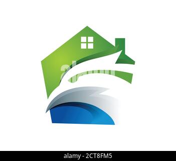 A vector Illustration of Eagle Home Logo in blue and green color for home inspection company business Stock Vector