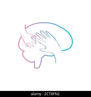 A vector illustration for supporting developmental health logo with brain and hand symbol Stock Vector
