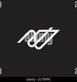 abstract letter nm linked overlapping lines logo vector Stock Vector