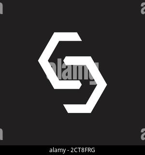 letter cs linked geometric line logo vector Stock Vector
