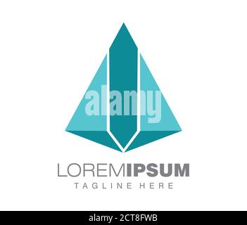 A vector Illustration of Blue Triangle Diamond Shape Logo Sign Stock Vector