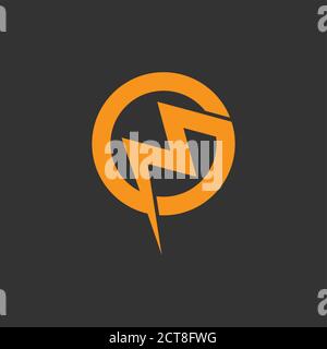 abstract letter nm thunder shape circle logo vector Stock Vector