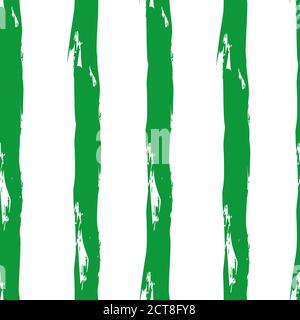 Trendy seamless pattern. Stylish vertical strip. Brush strokes, stains. Interesting textures. Hand drawing, background. White and green Stock Vector