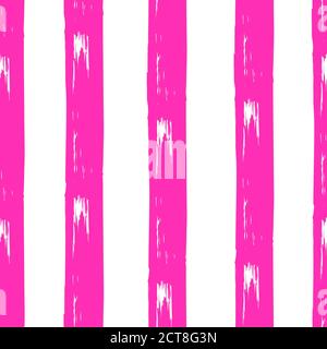 Trendy seamless pattern. Stylish vertical strip. Brush strokes, stains. Interesting textures. Hand drawing, background. White and pink neon Stock Vector
